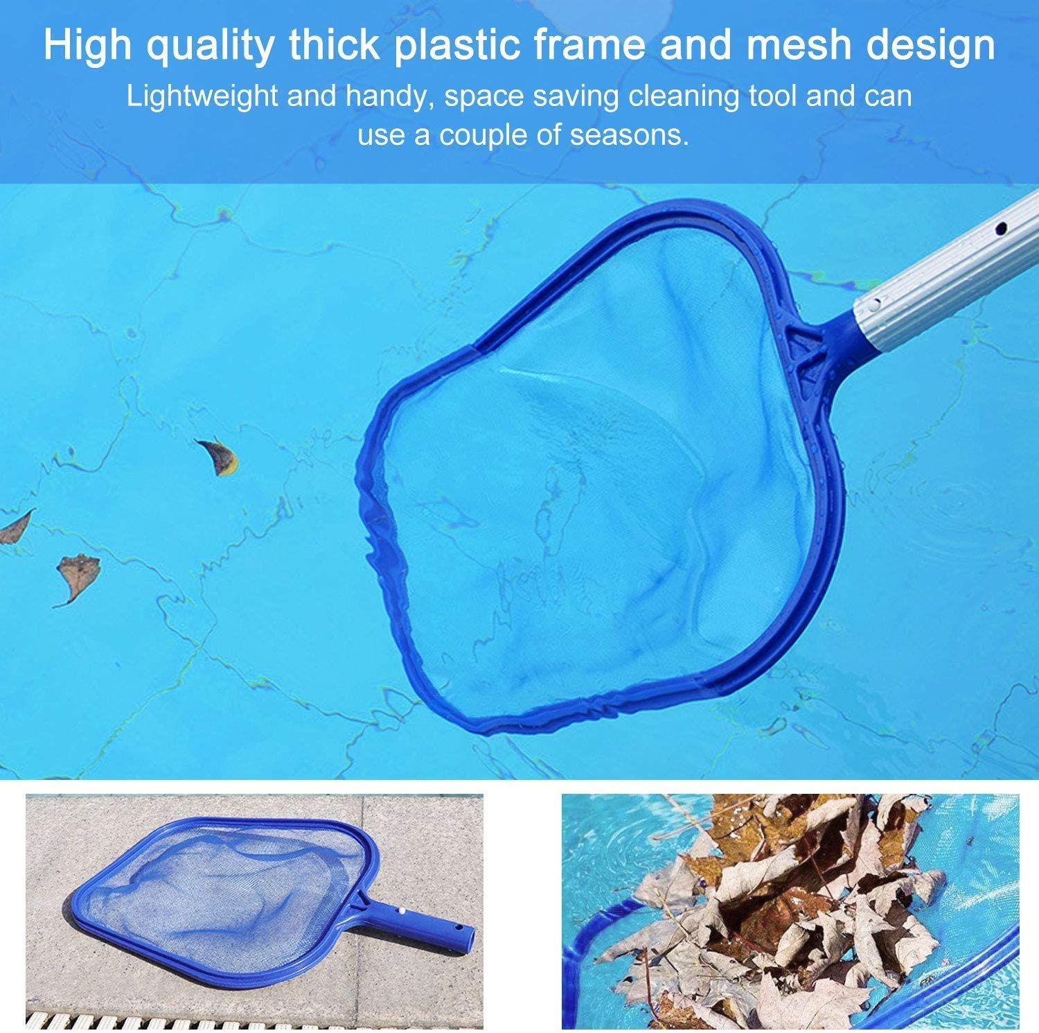 Swimming Pool Leaf Skimmer Net, Aluminum Alloy Medium Fine Mesh Quick Cleaning of Swimming Pools Spas Fountains and Ponds （NO Rod） - e4cents