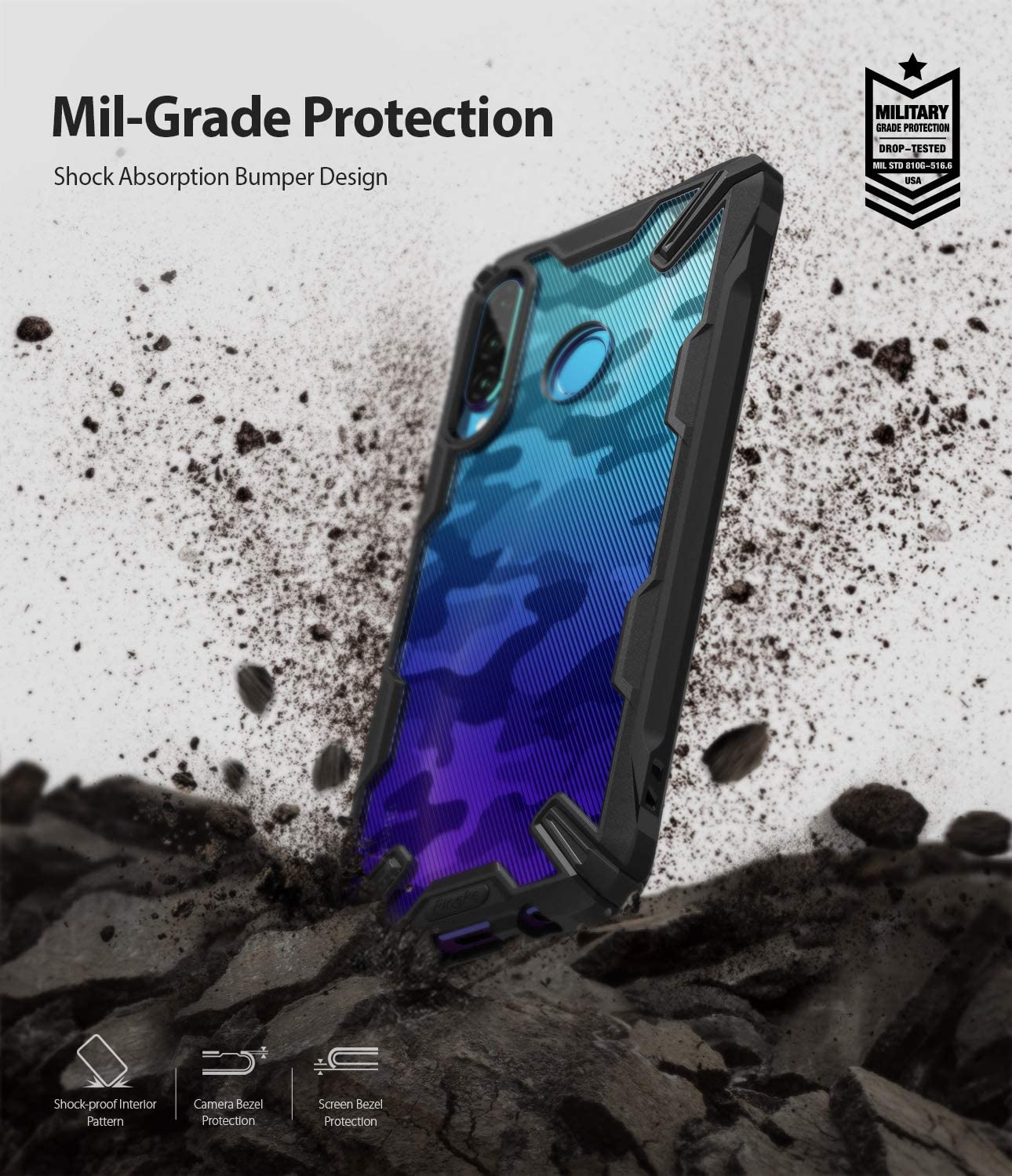 Ringke Fusion-X Compatible with Huawei P30 Lite Case - Camo Black - e4cents