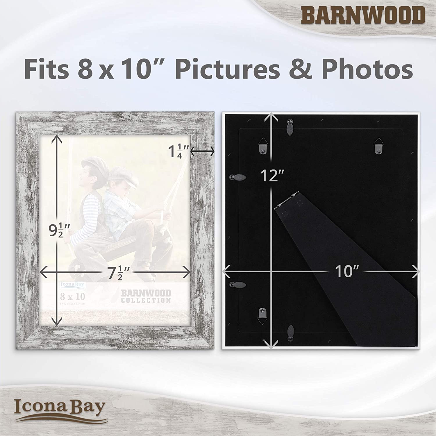 Icona Bay 8x10 Picture Frame (Pony Gray, 3 Pack)- Add Style to Your Home!