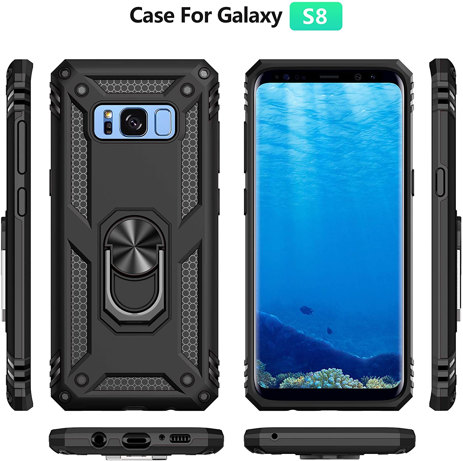 Samsung Galaxy S8 Plus Case with HD Screen Protectors - BLACK - e4cents