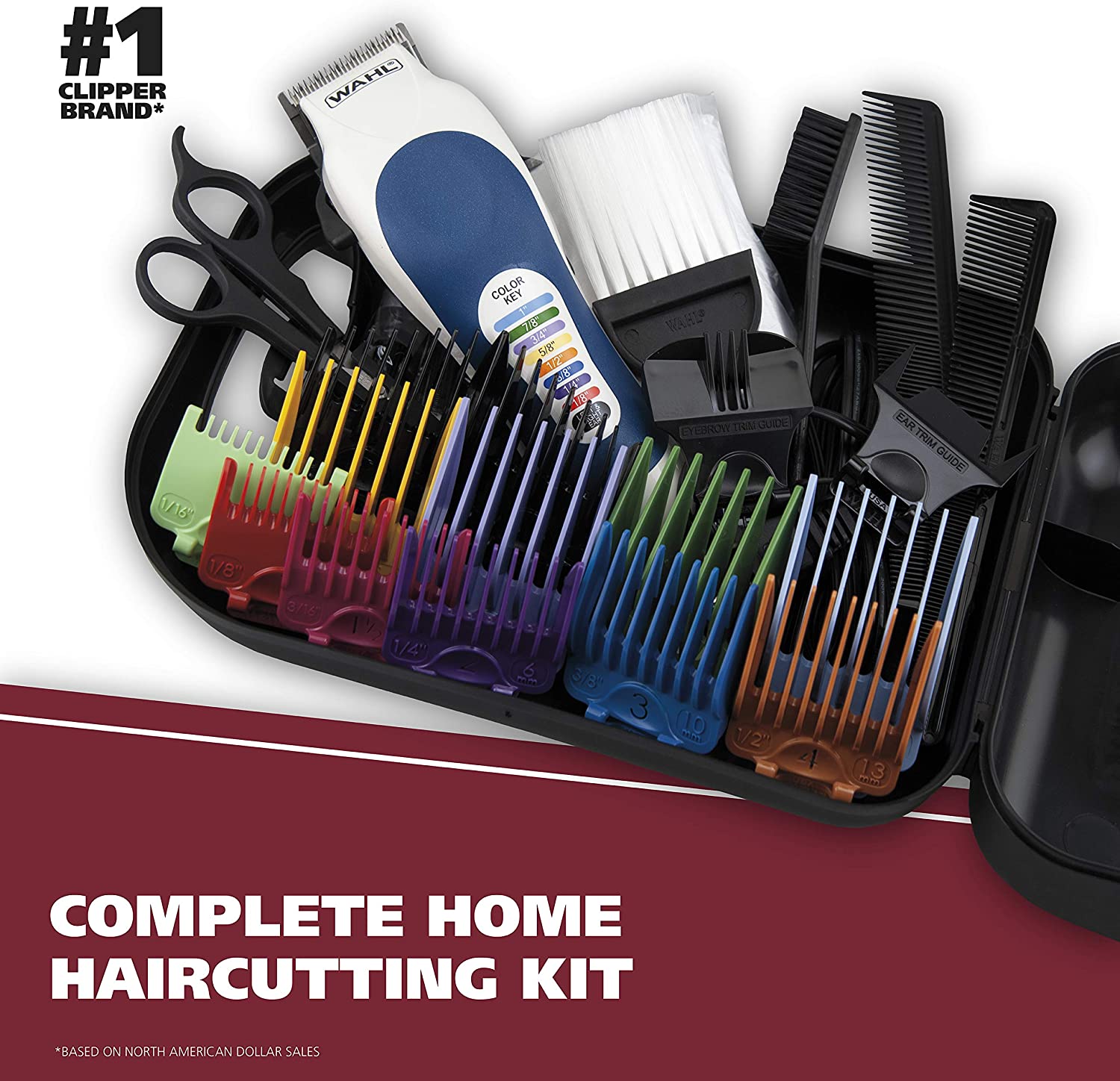 Wahl Color pro Complete Hair Clipper kit with Extended Accessories & Cape, Blue