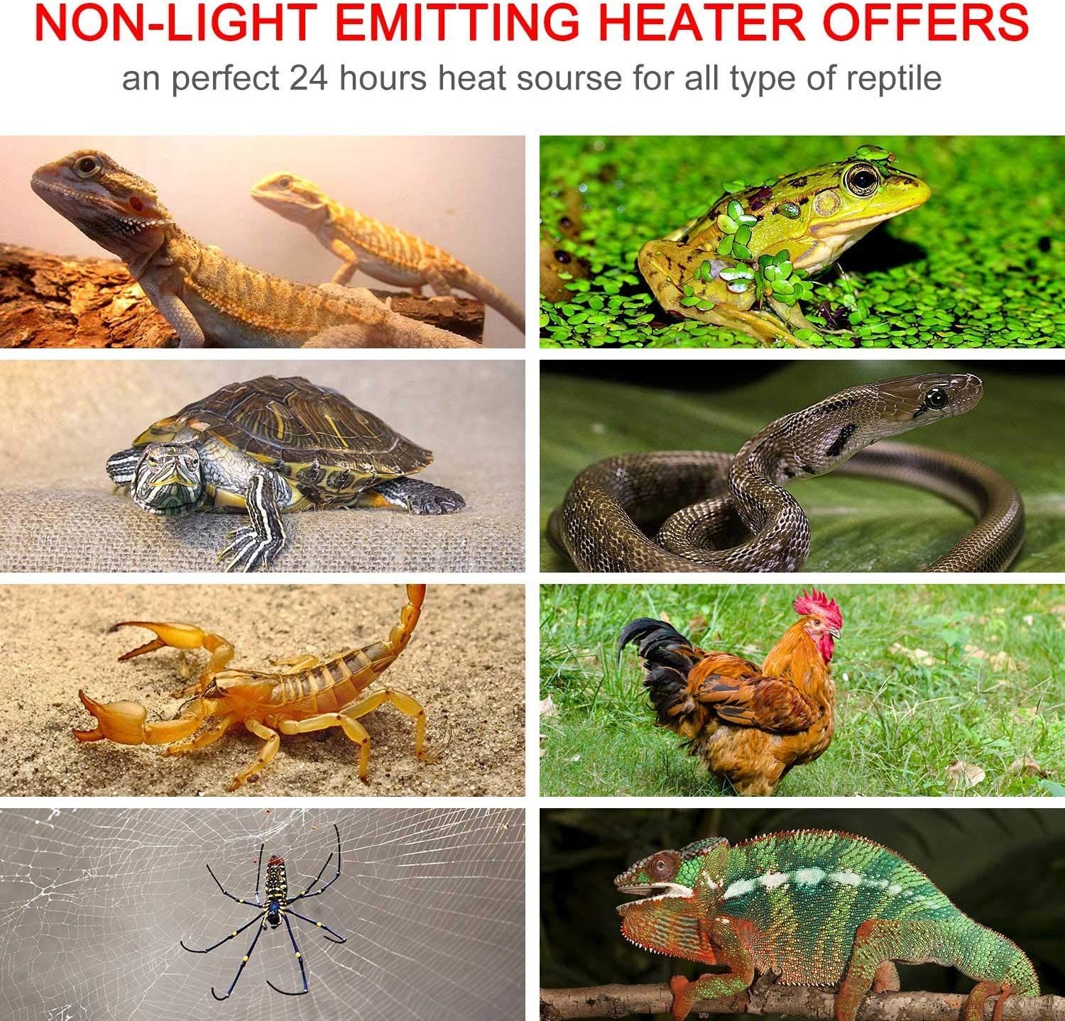 100W Infrared Ceramic Heat Lamp, Black Reptile Emitter Bulb for Pet Coop Heater Chicken Lizard Turtle Brooder Aquarium Snake No Harm No Light - e4cents