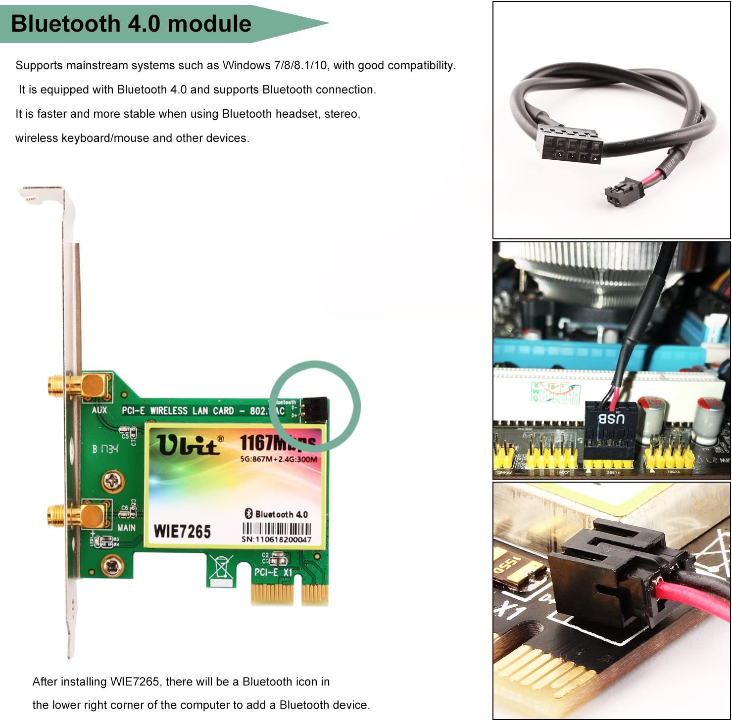 Wireless Network Card, Ubit Wireless WiFi Dual Band Gigabit Adapter (LNC)