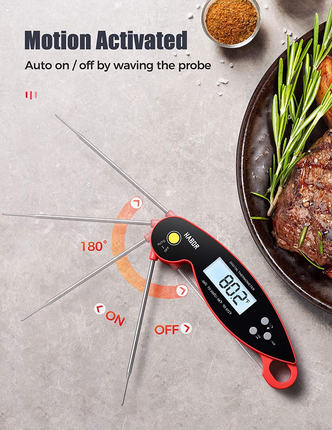 Habor Digital Meat Thermometer, Upgraded Waterproof, 3s Instant Read Cooking Thermometer - e4cents