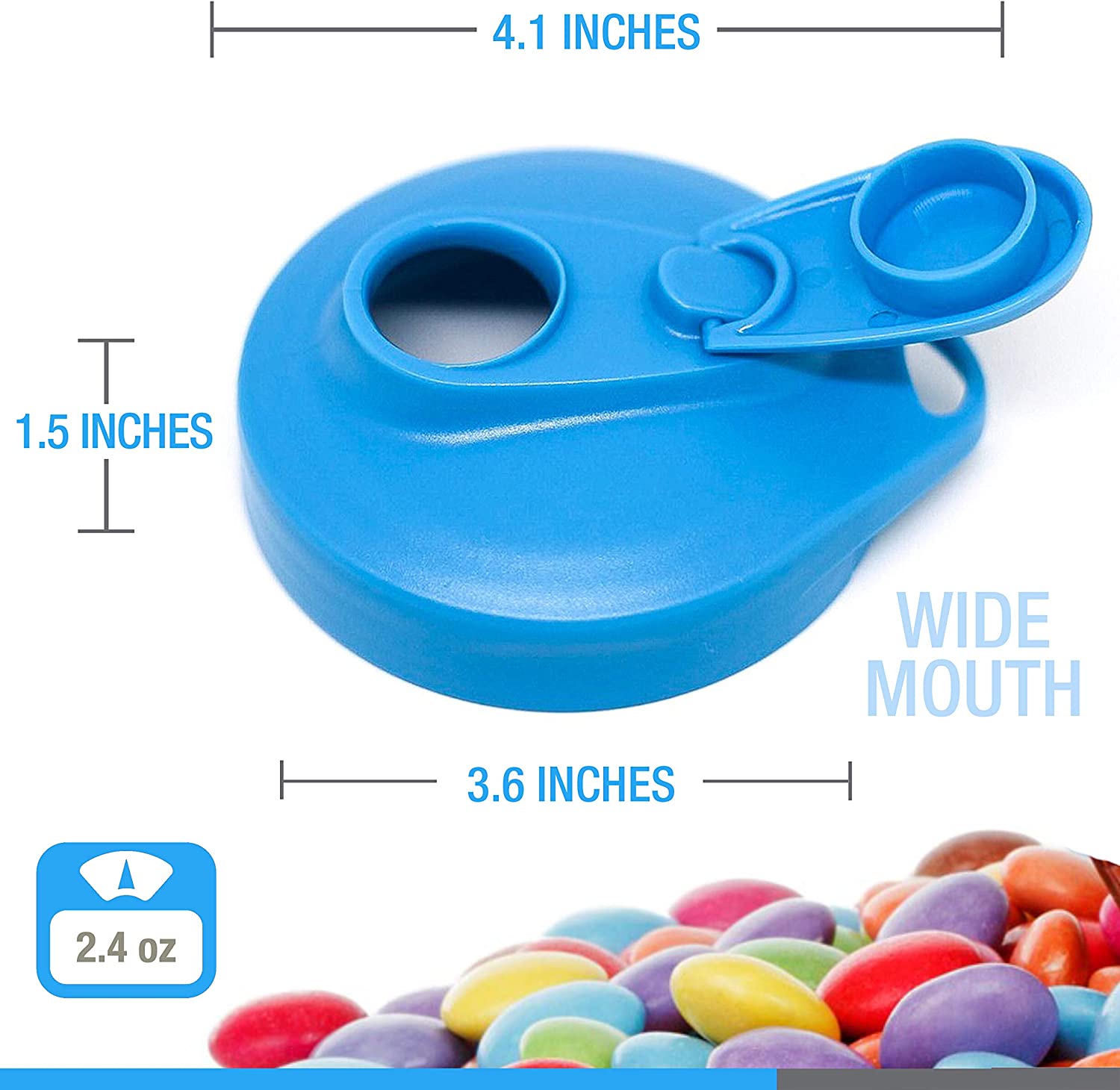 Blue Masontops Multi Top - 2 Pack - Wide Mouth Mason Jar Lids with Easy Pour Spout and Flip Cap – Sip, Pour, Store & More - Lid Accessories for Mason Jars - e4cents