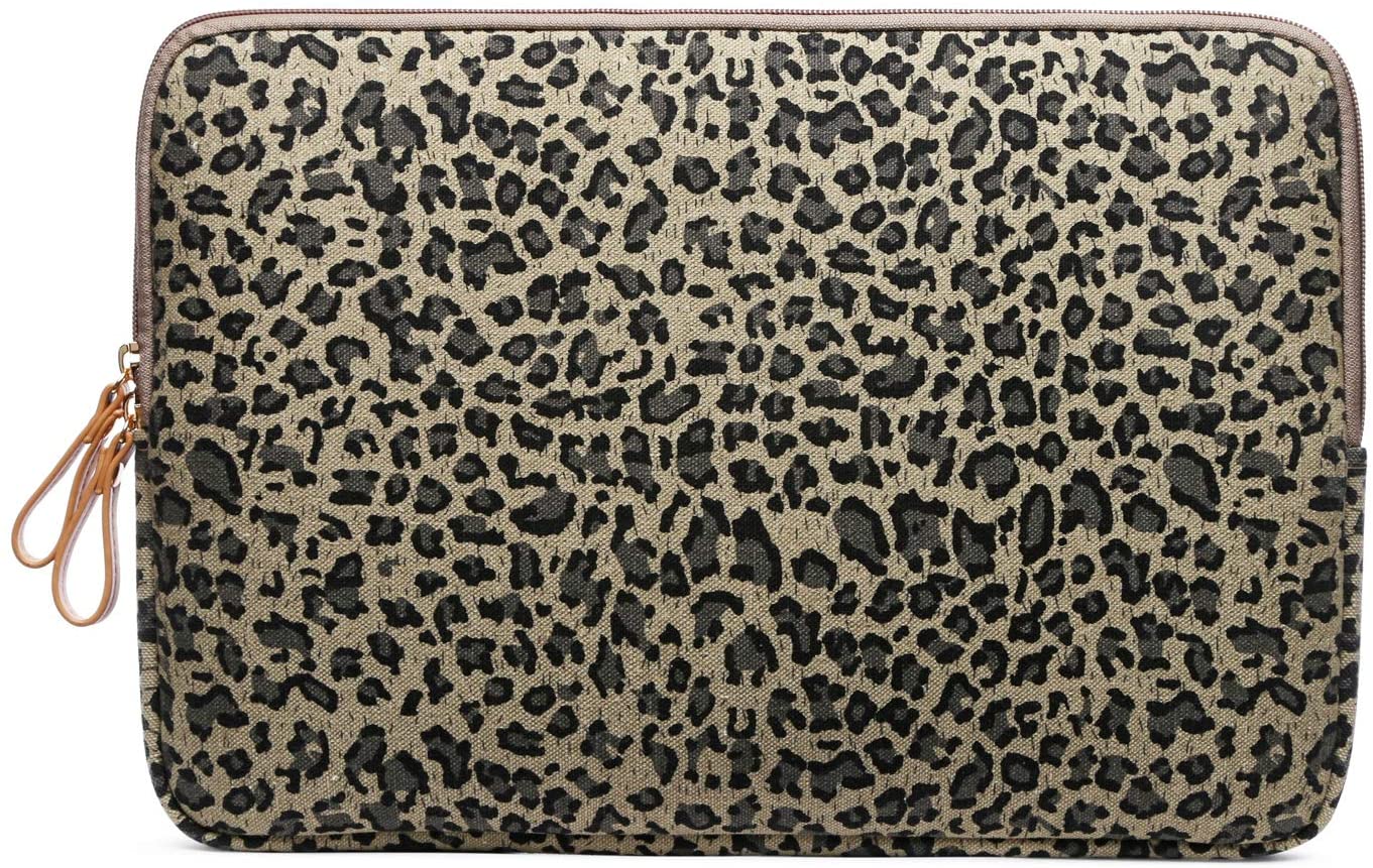 Yellow Leopard Spot Canvas Fabric Zipper Laptop Sleeve Case Cover for All 13 14 15 inch Computers - e4cents