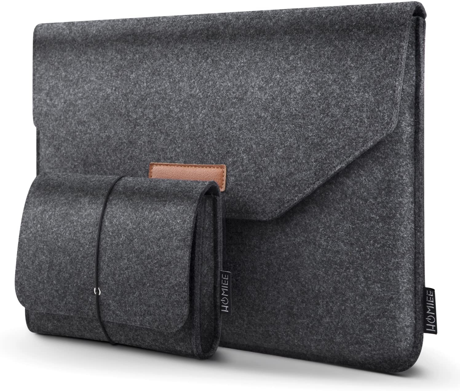 HOMIEE Laptop Sleeve with Extra Storage Case and Mouse Pad, Felt Laptop Sleeve Bag, for 15.6 Inch Laptops (15.4-15.6 inch, Velcro Sticky, Dark Gray) - e4cents