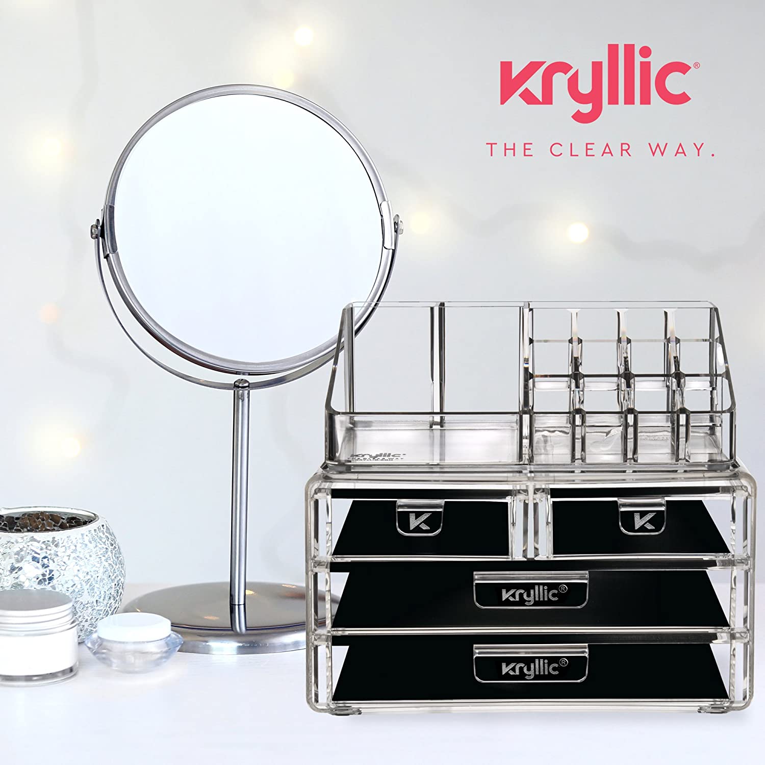 Kryllic Makeup Organizer, Acrylic Make up Storage Holder, Cosmetic Organizer - e4cents