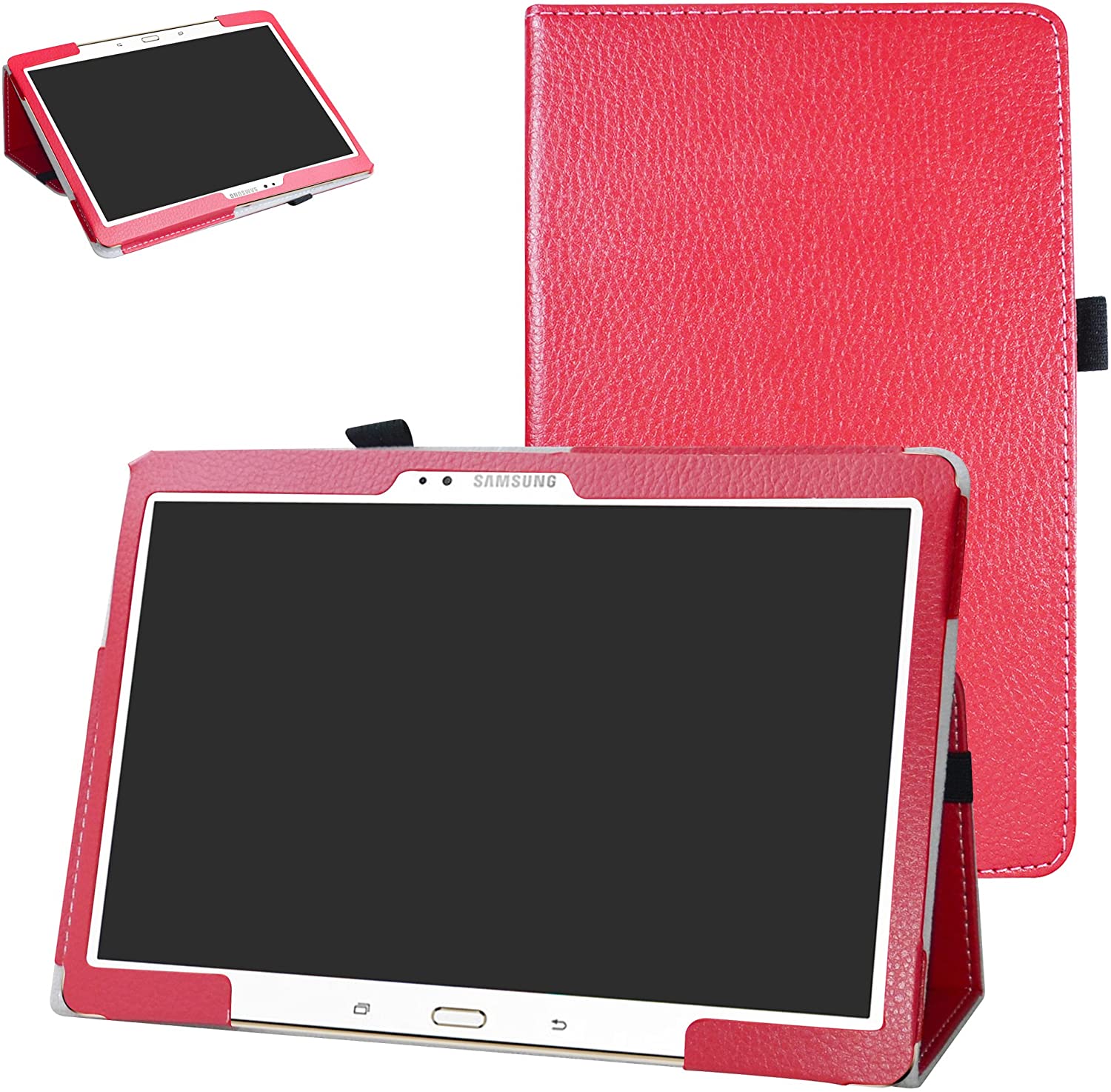 Samsung Tab S 10.5 T800 Case,Mama Mouth PU Leather Folio 2-Folding Stand Cover for 10.5" - RED - e4cents