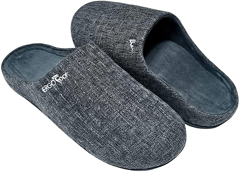 SIZE 39 ERGOfoot Orthotic Slippers with Arch Support for Plantar Fasciitis Pain Relief - Grey - e4cents
