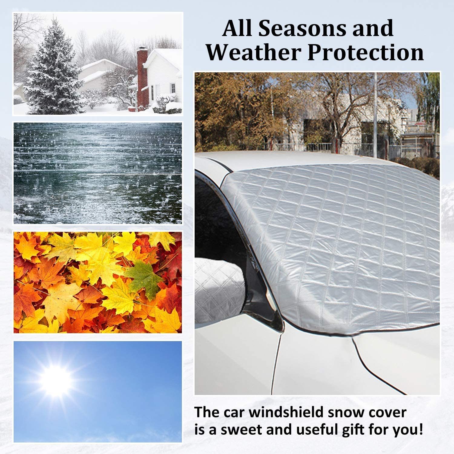 Car Windshield Snow Cover Front Windscreen Waterproof Windproof Winter Ice Guard Automotive Accessory - e4cents