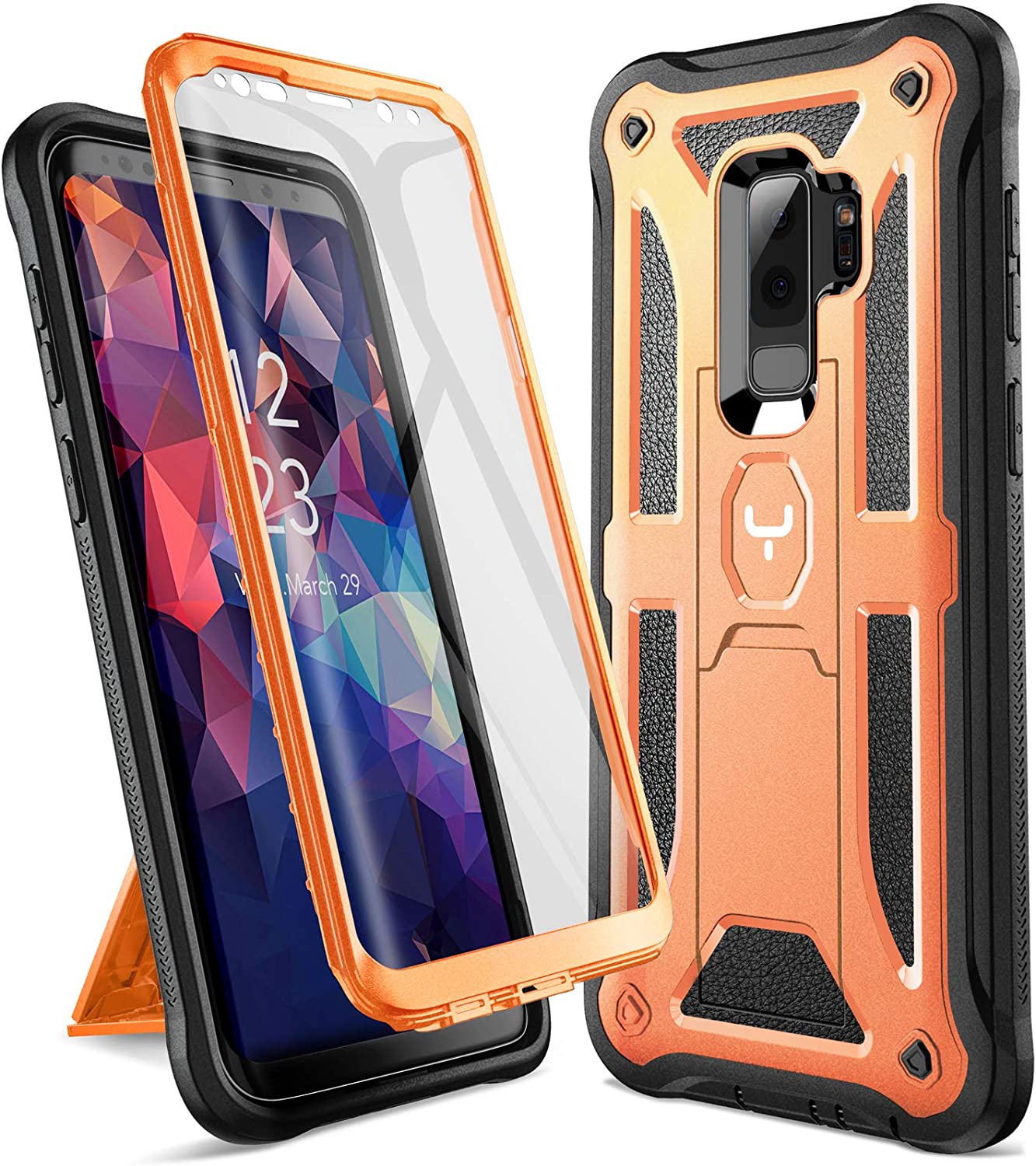 YOUMAKER Designed for Galaxy S9 Plus Case - Orange/Black. - e4cents