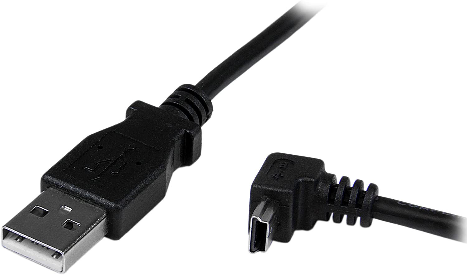 StarTech.com Down Angle Mini USB Cable - 2m - Black - USB A to Mini USB B - USB to Mini USB Cable. - e4cents