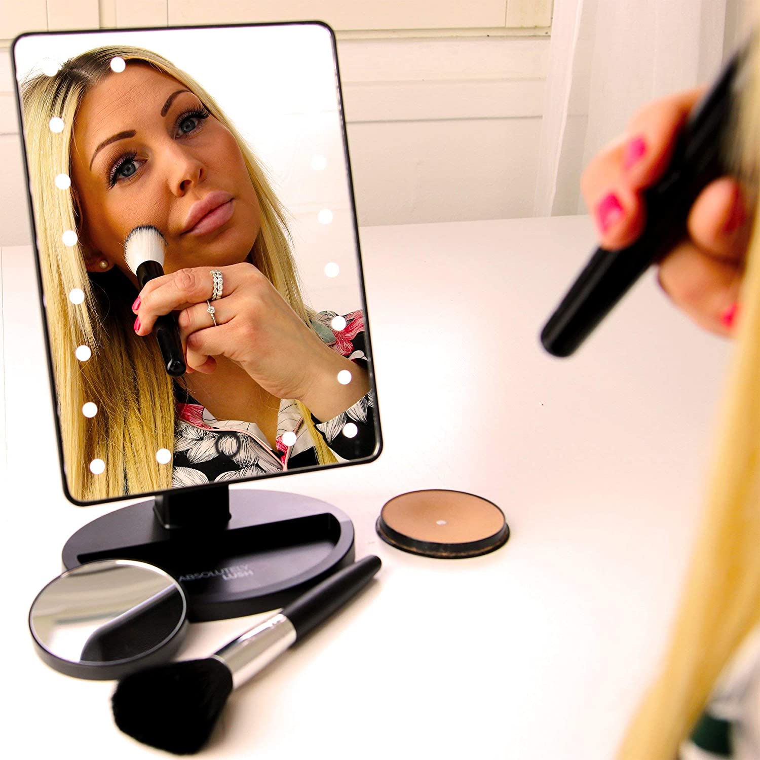 Vanity Mirror with Touch Screen Dimming,Detachable 10X Magnification Spot Mirror.  (LNC)