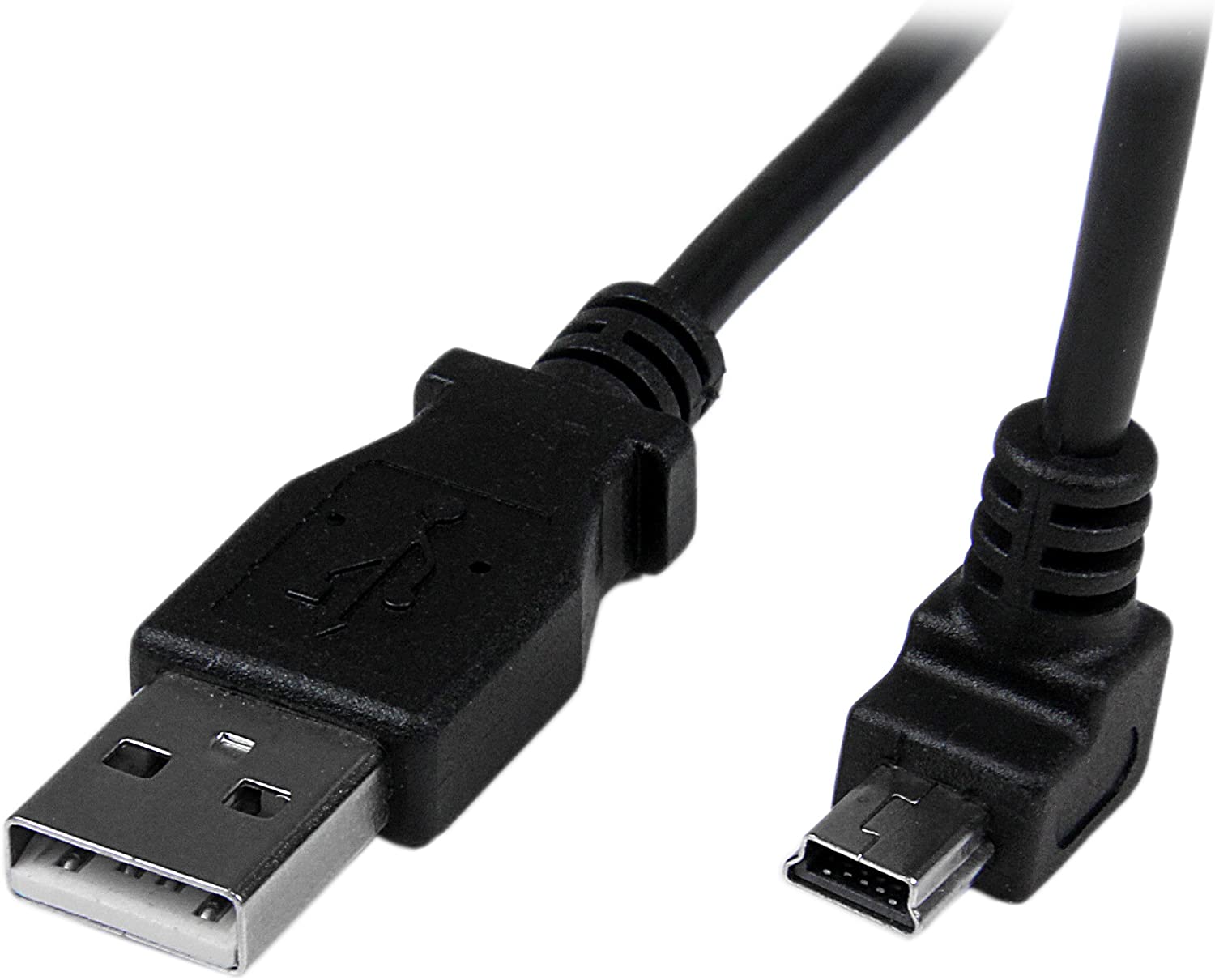 StarTech.com Down Angle Mini USB Cable - 2m - Black - USB A to Mini USB B - USB to Mini USB Cable. - e4cents