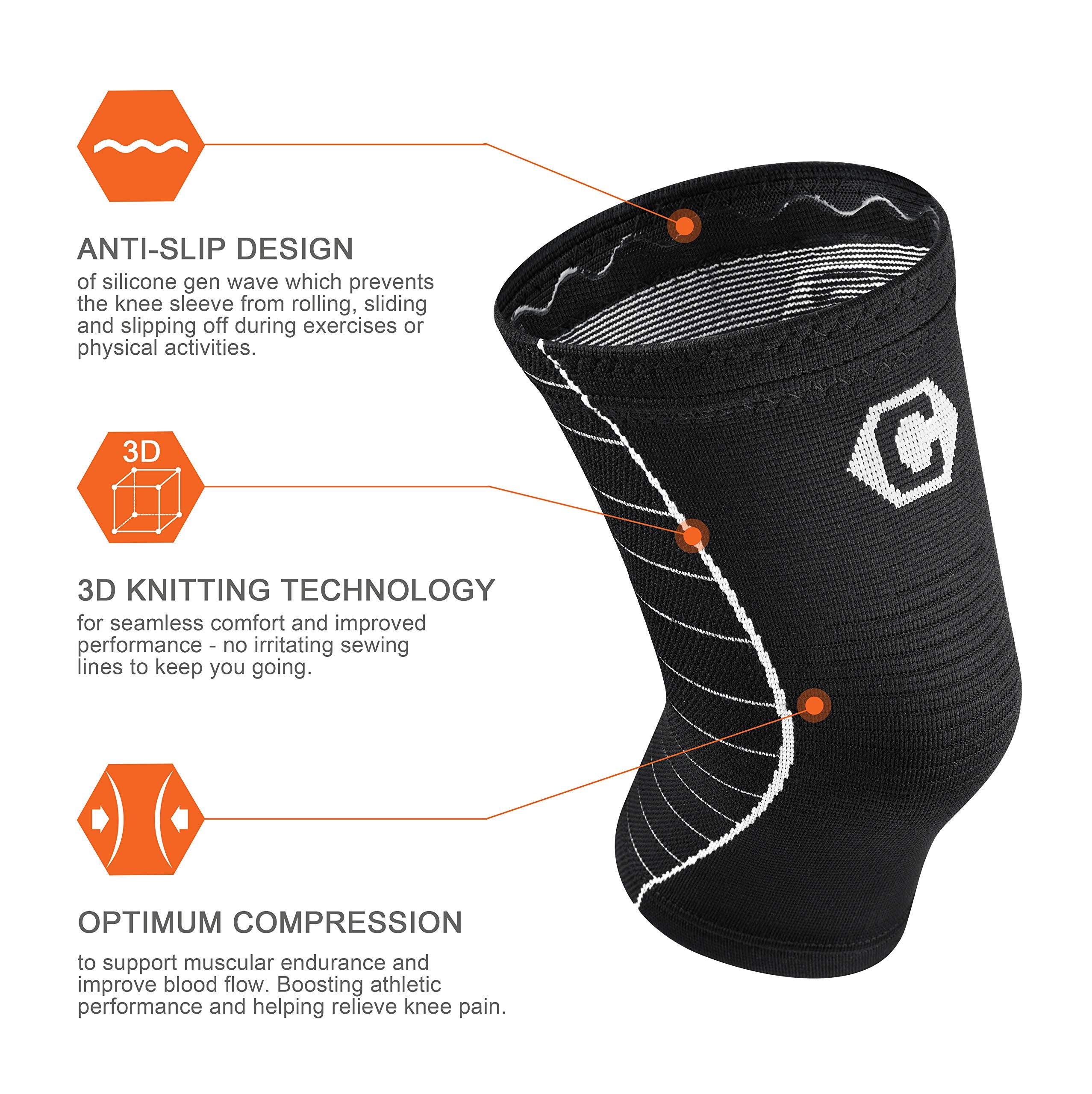 CAMBIVO  Knee Support Brace( single), Knee Compression Sleeve for Running, Arthritis, ACL, Meniscus Tear, Sports. ( S SIZE, Black) - e4cents