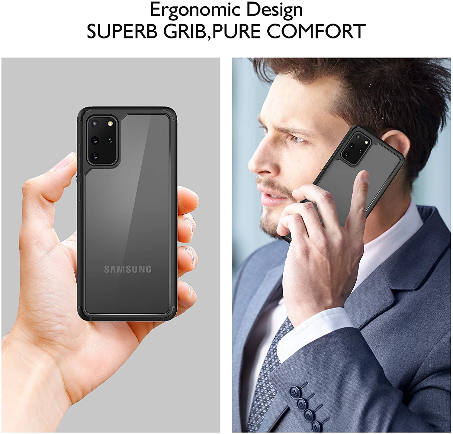 ORETECH Designed for Samsung Galaxy S20 Plus Case (2020) Clear Back Slim with Transparent Hard PC Soft TPU Silicone Bumper - e4cents