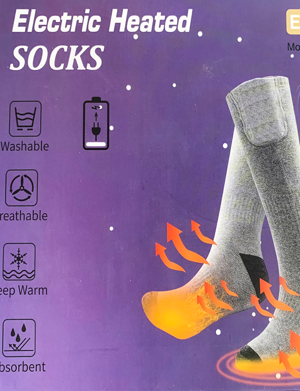 Heated Socks Rechargeable Battery Heating Socks Thermal Thick Windproof Socks Foot Warmer in Cold Weather