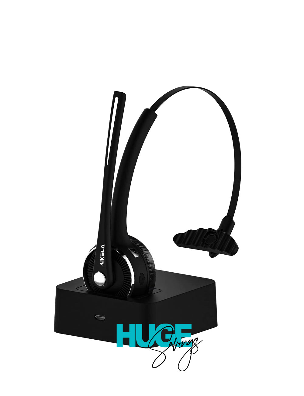15 Hrs Wireless Headset Talktime  AIKELA V5.0 Bluetooth Headset with Charging Station.for Call Center, Office, Skype.  (LNC)