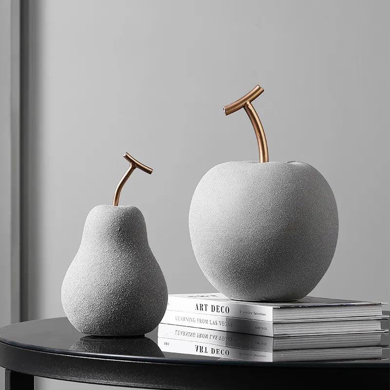 Smooth Surface Ceramic Nordic Style Apples Freestanding Fruit Ornament .