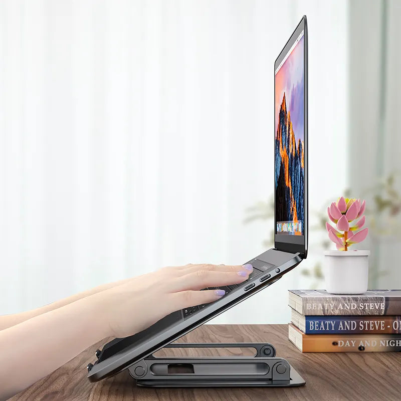 Elekin Foldable Ergonomic Laptop Stands Adjustable for Tablets, ipad, Notebook, MacBook Up to 17''.(NC)