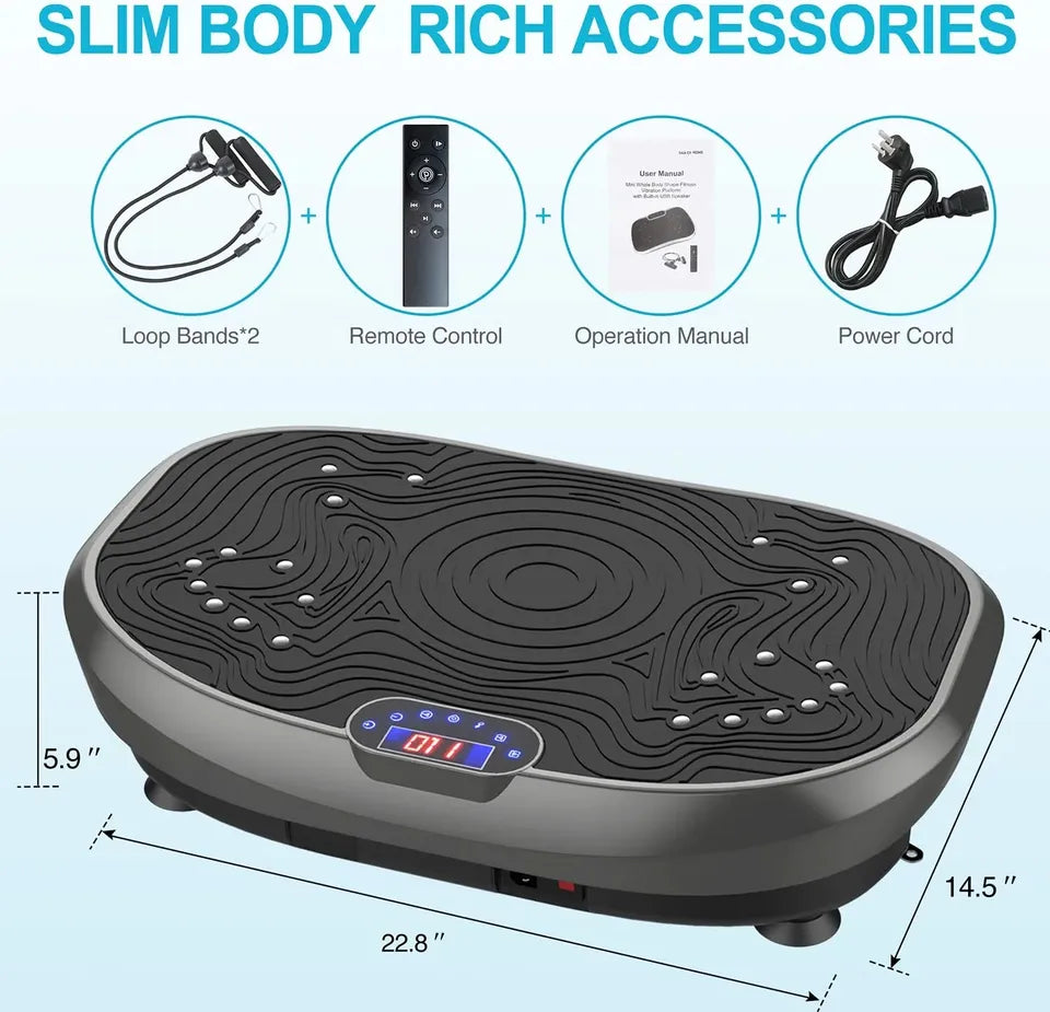 Home training vibration fitness plate with resistance ropes. - NC