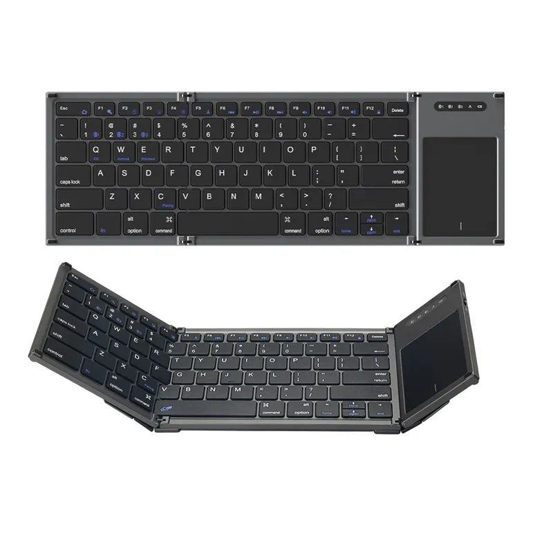 Go Anywhere and Stay Productive with our Portable Folding Bluetooth Keyboard - 78 Keys, Mechanical Keycaps, Touchpad, and 4-Day Battery Life - Compatible with IOS, Mac, and Windows PC! (NC)