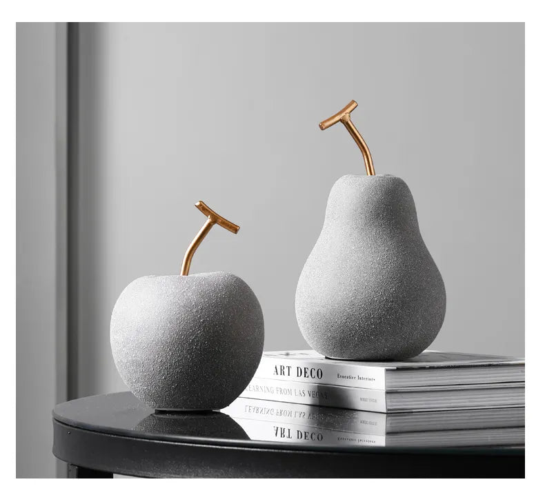 Smooth Surface Ceramic Nordic Style Apples Freestanding Fruit Ornament .