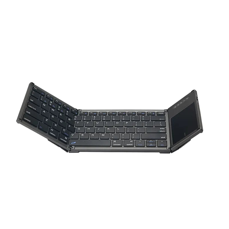 Go Anywhere and Stay Productive with our Portable Folding Bluetooth Keyboard - 78 Keys, Mechanical Keycaps, Touchpad, and 4-Day Battery Life - Compatible with IOS, Mac, and Windows PC! (NC)