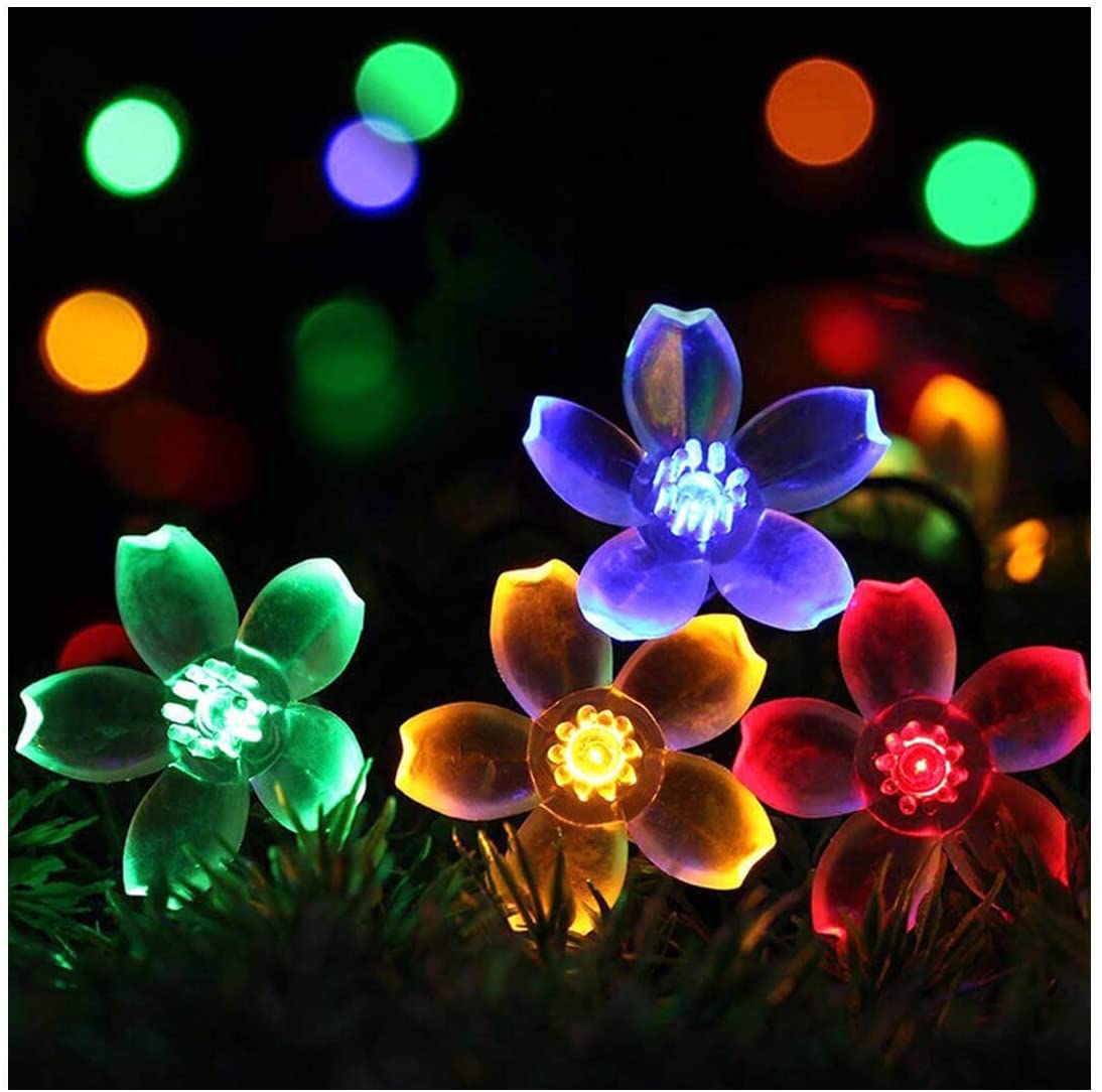 Outdoor Solar Flower String Lights Waterproof 23ft 50 LED Fairy Light - e4cents
