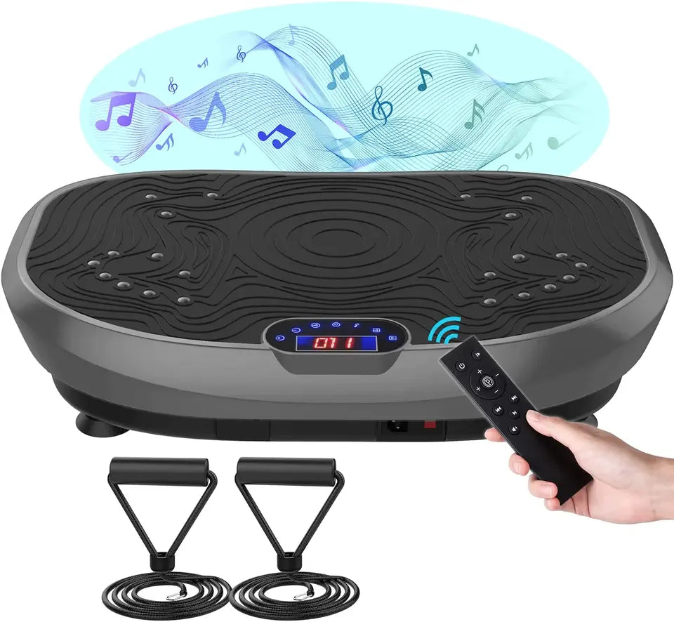 Home training vibration fitness plate with resistance ropes. - NC
