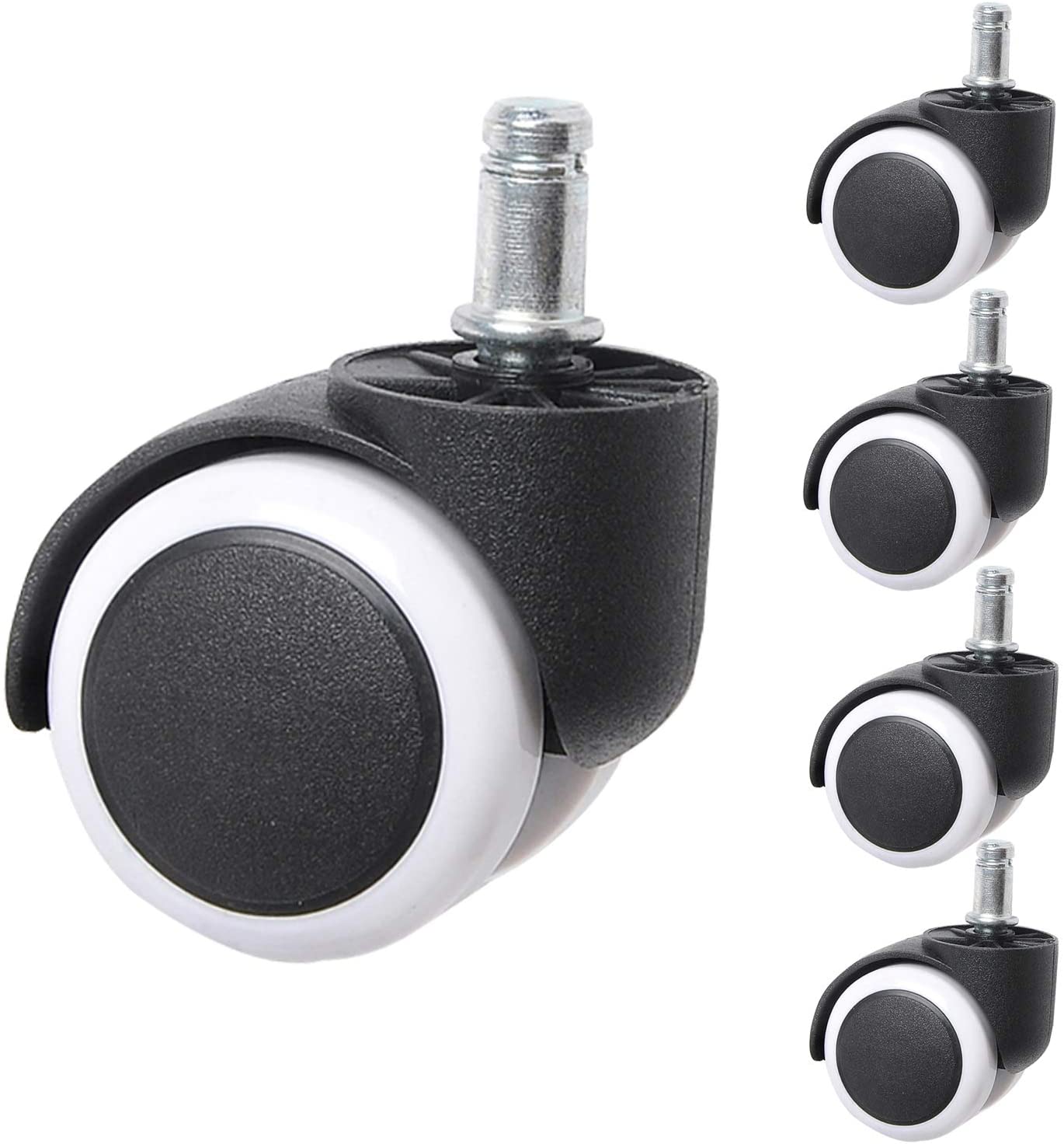 Home Office Chair Casters Wheels Replacement, Set of 5 (Black/White). - e4cents