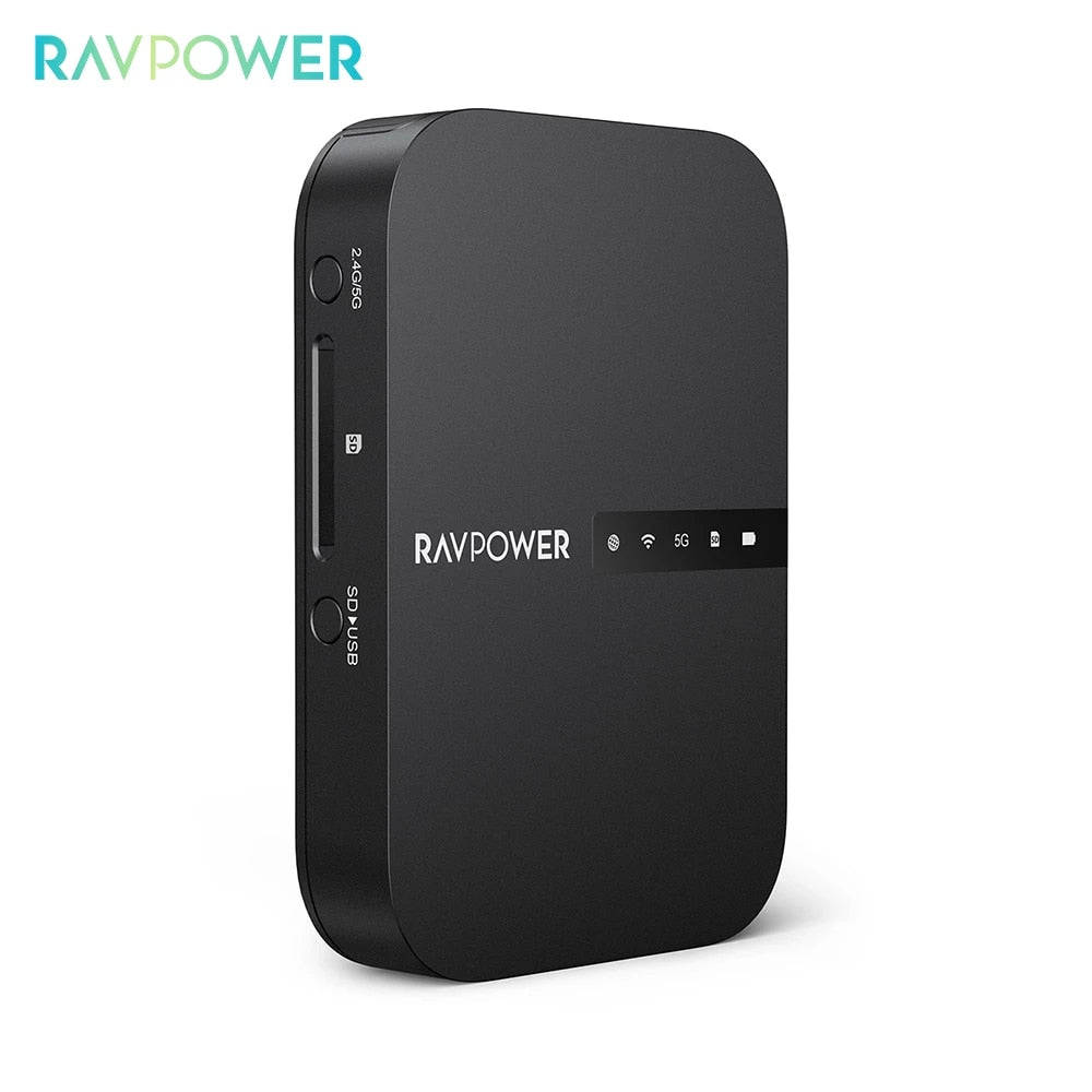 RAVPOWER AC750 6700mAh Wireless Travel FileHub AP Bridge Router SD Card Reader.
