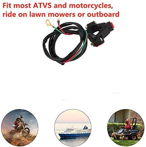 1PC Engine Kill Stop Switch. 12V Engine Cord Lanyard Kill Stop Switch Safety Tether CO For Motor ATV Dirt Bike Boat Outboard. - e4cents