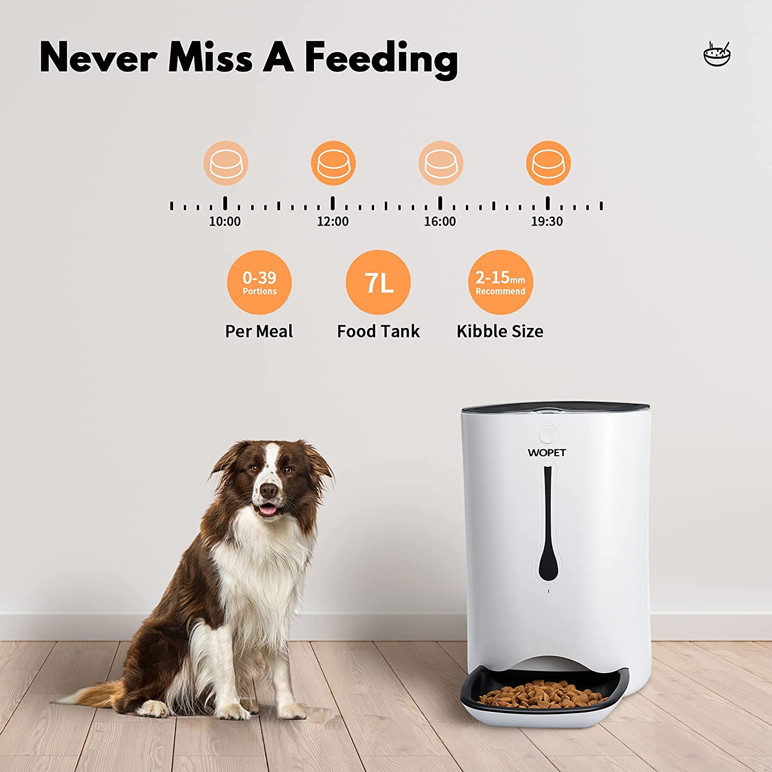 WOPET automatic food dispenser for Dogs and Cats.