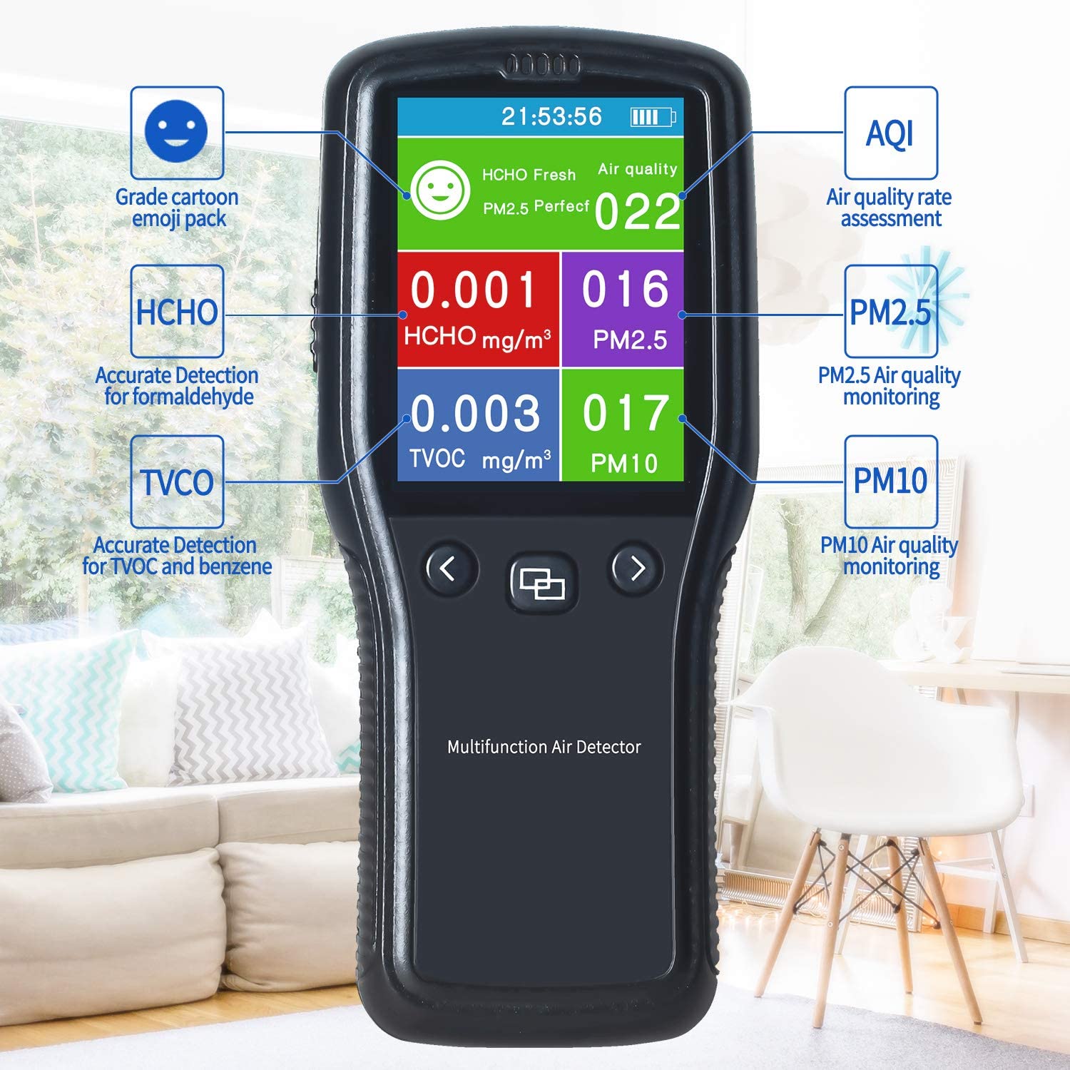Multifunctional Indoor Formaldehyde Detector Air Quality Tester. (LNC)