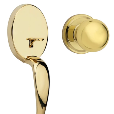 Lane Handleset with Ball Style Knob Interior and Single Cylinder with 2Deadbolt; Combo Pack; Gold.