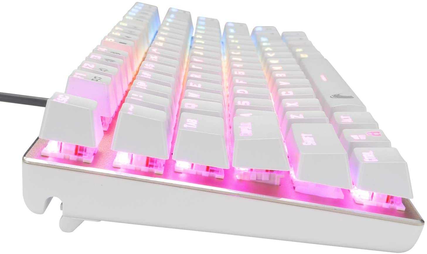 Z-88 RGB Mechanical Gaming Keyboard, Blue Switches - Clicky, USB Wired 60% Compact 81 Keys Hot Swappable for Mac, PC, Gold and White.