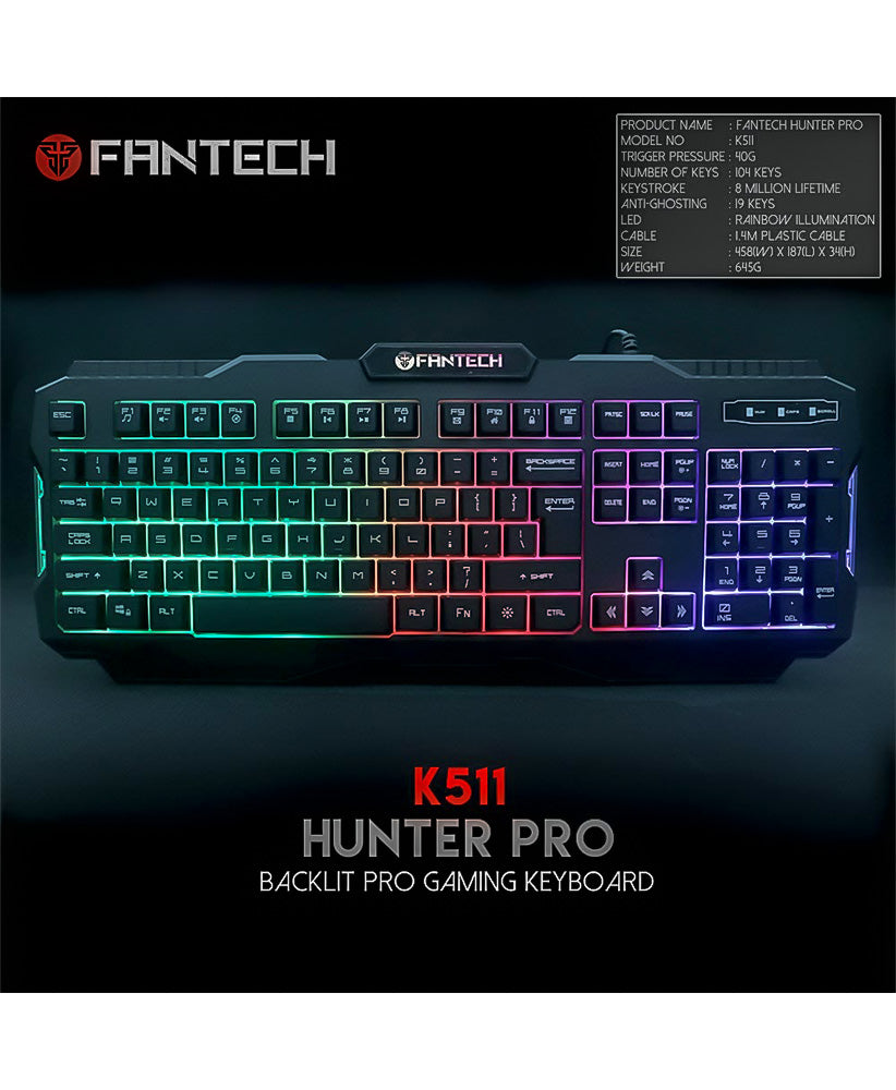 All-in-One PC Gaming Set, Rainbow Backlit 104 Keys Keyboard, RGB Programmable Mouse - (LNC)
