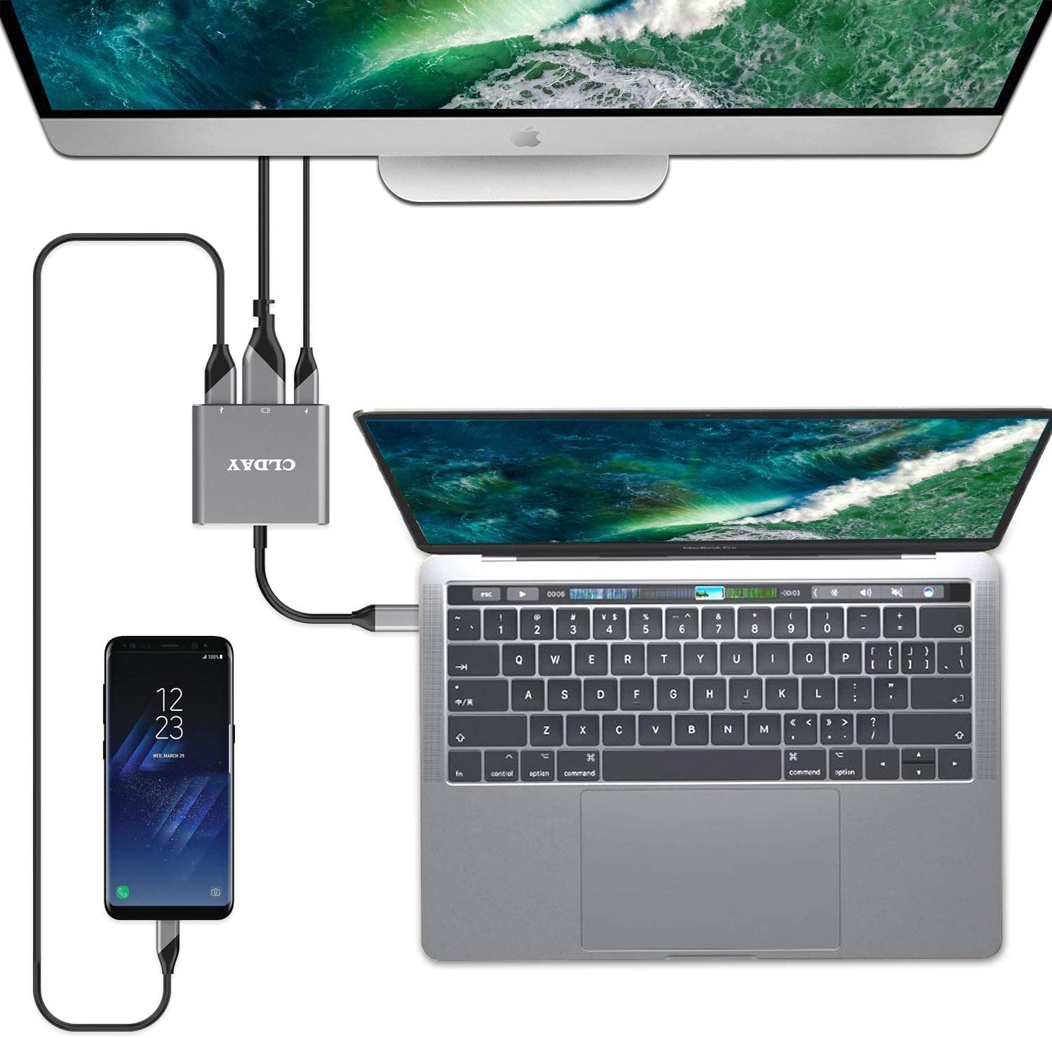 USB-C to HDMI Adapter, 4K CLDAY USB Type-C (Thunderbolt 3 Compatible) Multiport Hub