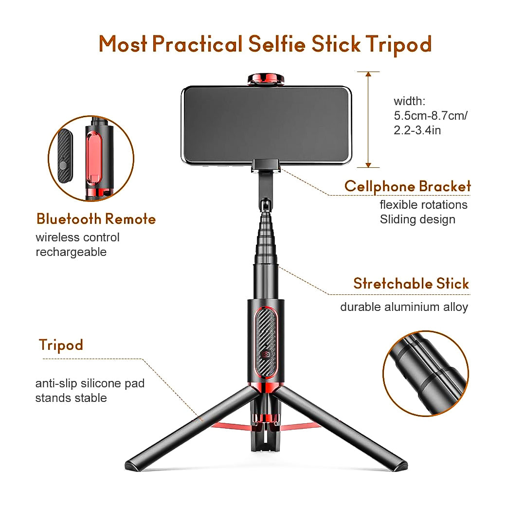 Bluetooth Selfie Stick with Remote - Wireless Selfie Stick Tripod for Apple  - (LNC)