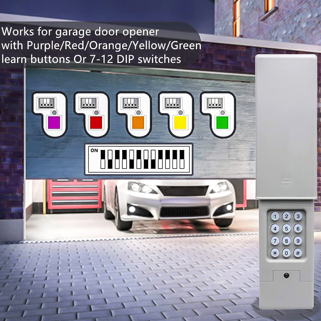 Universal Garage Door Keypad Replacement for Chamberlain LiftMaster Craftsman Genie Linear Dip Switch  (NC)
