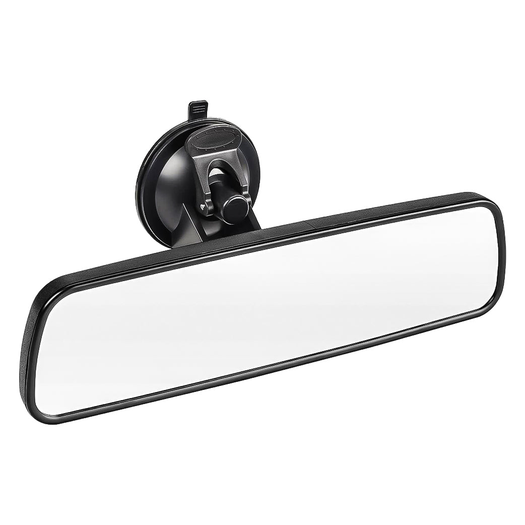 Universal Inside Rearview White Mirror with Realistic Flat Wide Angle Mounted on Windshield. (NC)