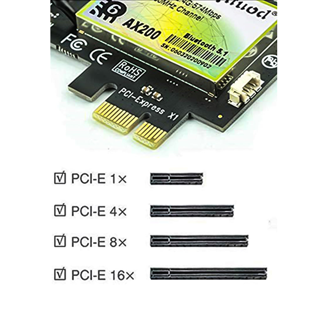 Ziyituod WiFi 6 PCIe Wireless Card Bluetooth 5.1 Intel WiFi 6 AX200. (NC)