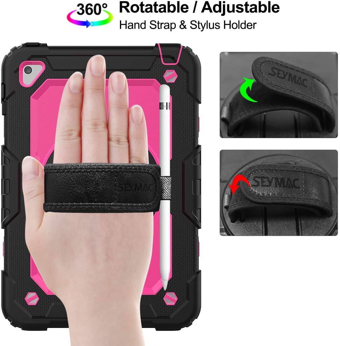 SEYMAC stock Case for iPad Mini 4/5, Full-Body Shock-Proof Case (Pink).