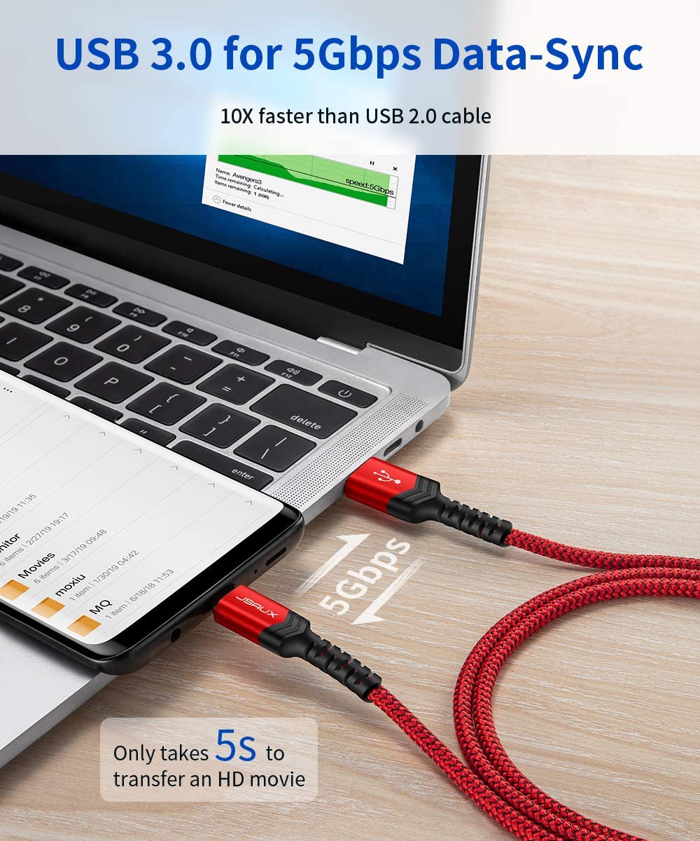 STRONG USB 3.0 Type C Cable [2 Pack, 6.6ft/2M] , JSAUX Fast Charging 3A USB C Cables.