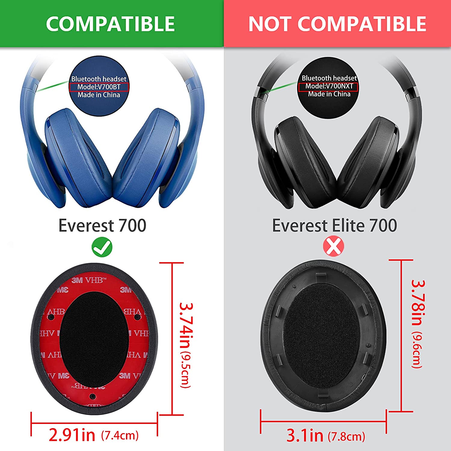 Geekria QuickFit Protein Leather Replacement Ear Pads for JBL Everest 700.