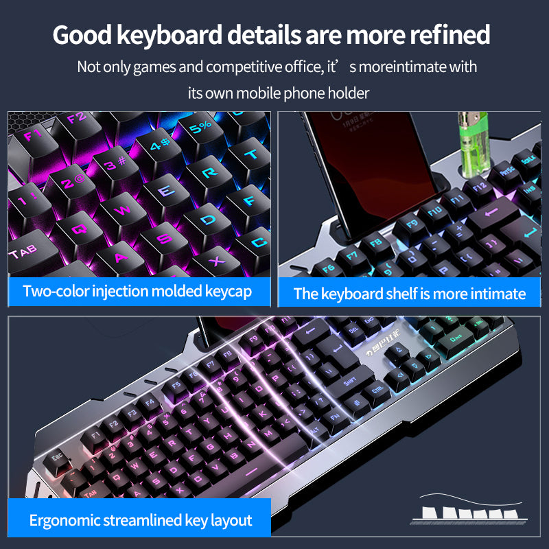 Multimedia Ergonomic Waterproof Keyboard Metal Panel 3000Mah Rechargeable 2.4G Wireless Gaming Keyboard Mouse Combo  (NC)