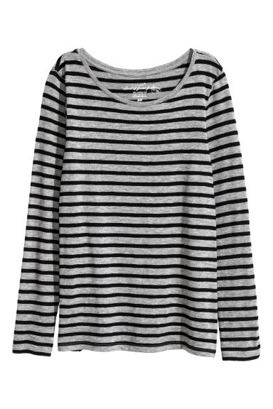Long-sleeved T-shirt in slub jersey with a slightly wider neckline. (size M) - e4cents